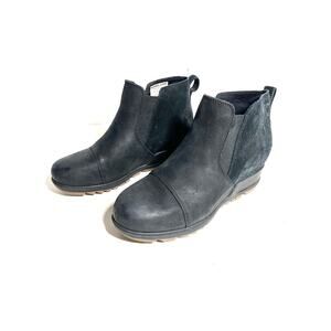 Sorel Women's EUC Black Suede/Leather Evie Pull On Chelsea Ankle Boot Size 7
